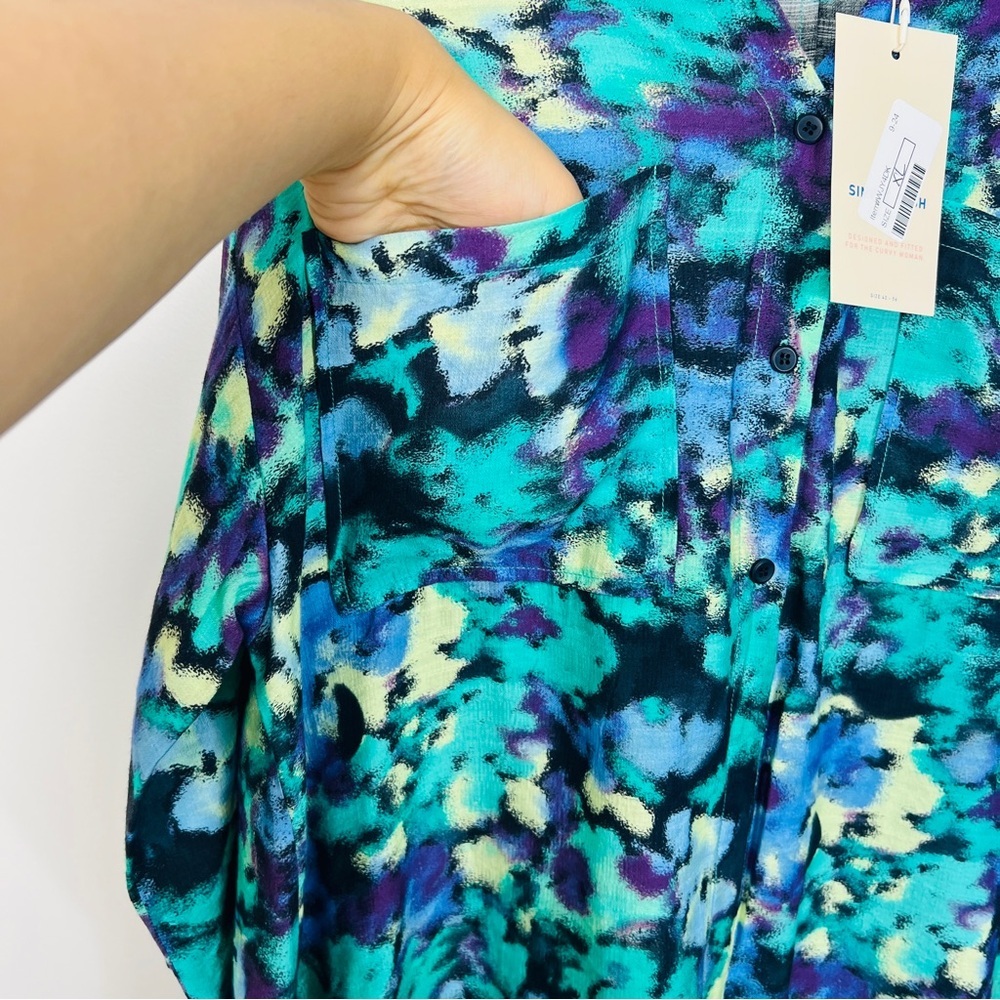 NWT Simple Wish Vibrant Blue Multicolor Tunic dress women size EU 46 Xl/ XXL - Picture 6 of 14